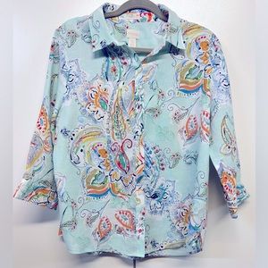 Chico’s Woman’s Linen Whimsy Shirt – Petite – 2 = U.S. 12